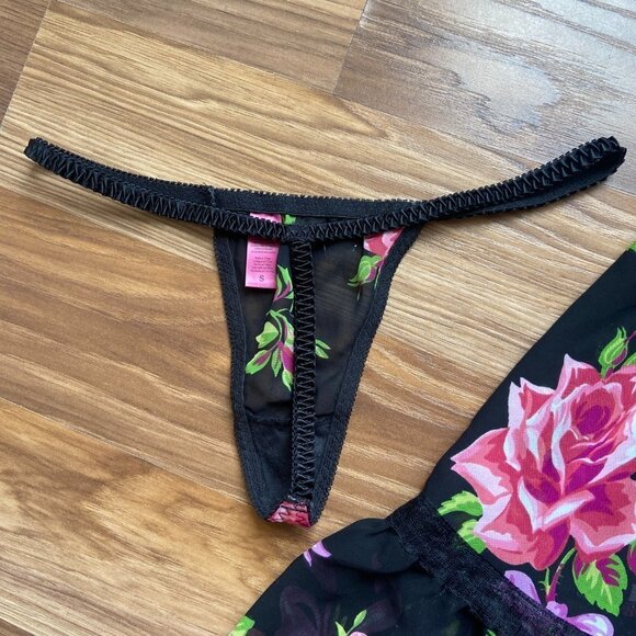 Betsey Johnson Intimates Floral Sheer Nightie Lingerie Dress and Thong Panty Set - Picture 11 of 16